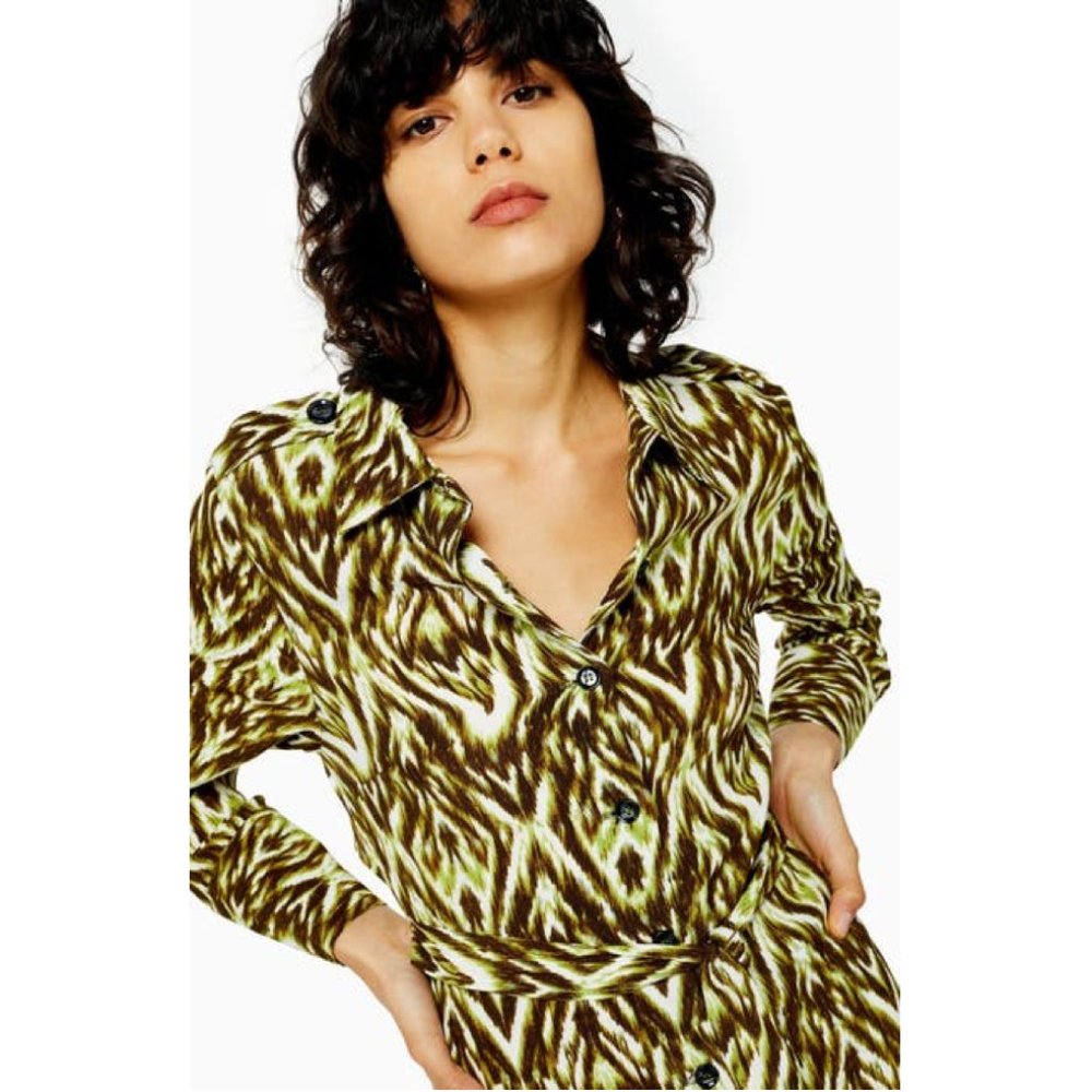 NWT | Topshop Long Sleeve Open Back Shirtdress 4